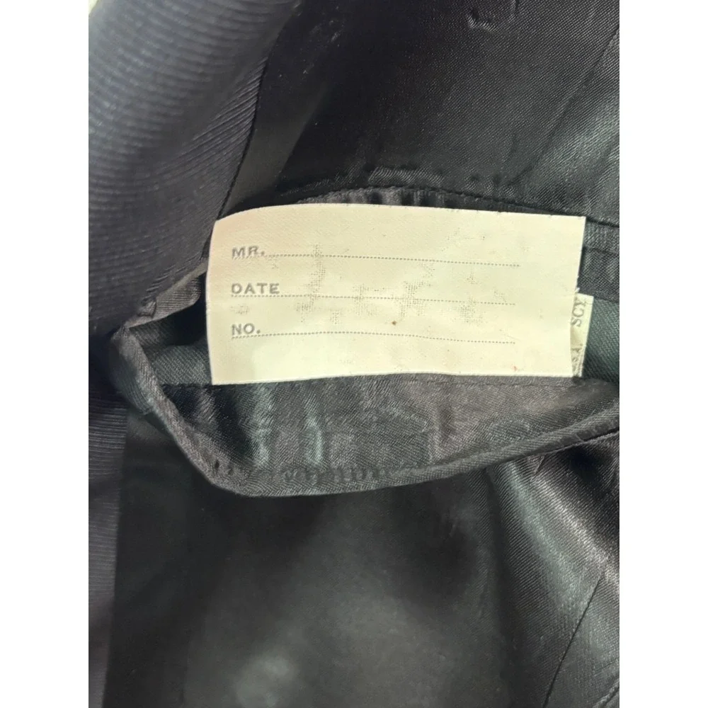 vtg 40s Double Breasted Tuxedo Jacket‎ 40L Flannel Wool Heavy Black Peak Formal